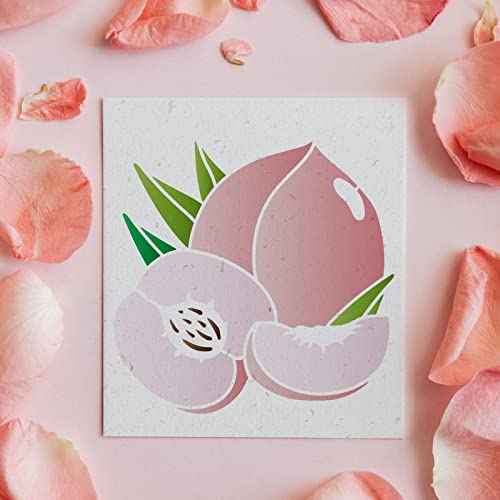 FINGERINSPIRE 9 Pcs Fruits Stencils 7.87x7.87inch Plastic Lemon Fruit Watermelon Stencils Peach Pear Cherry Strawberry Grape Reusable Fruit Theme Stencils for Painting on Wood Wall Floor