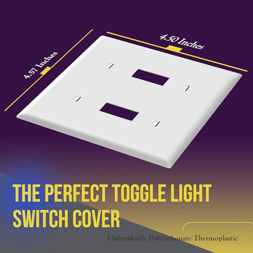 ENERLITES White Double Toggle Light Switch Cover Plate 2-Gang 5 Pack