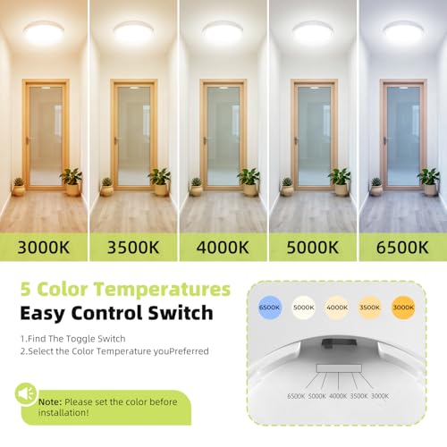 Hepside 7-Inch Flush Mount Ceiling Light with 5 Color Temperatures, White - 1 Pack