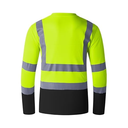 Ubon Hi Vis Shirts for Men, Safety Shirts Long Sleeve High Visibility Reflective Construction Shirts for Work 3-Pack