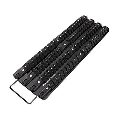 Precision Defined Portable Tool Socket Organizer Tray, 80 Sockets, 1/4-Inch x 20 Clips, 3/8-Inch x 30 Clips, 1/2-Inch x 30 Clips (Black)