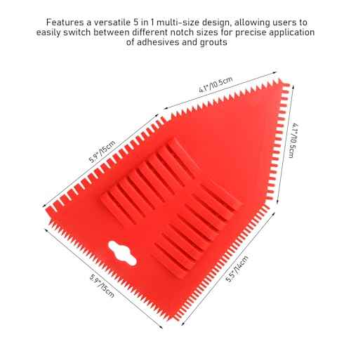 Plastic Notched Trowel, 5 in 1 Multi-Size Tile Trowel, Flexible Grout and Adhesive Applicator for Professional Contractors and DIY Home Improvement