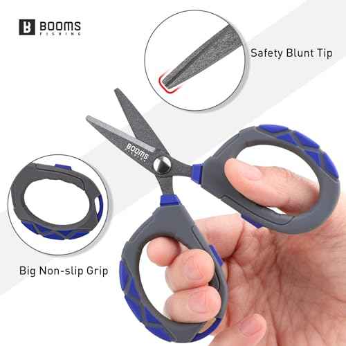 Booms Fishing Braided Line Scissors: Micro-Serrated Stainless Steel Blades Line Cutter - XW01 4.1" Fishing Serrated Shears