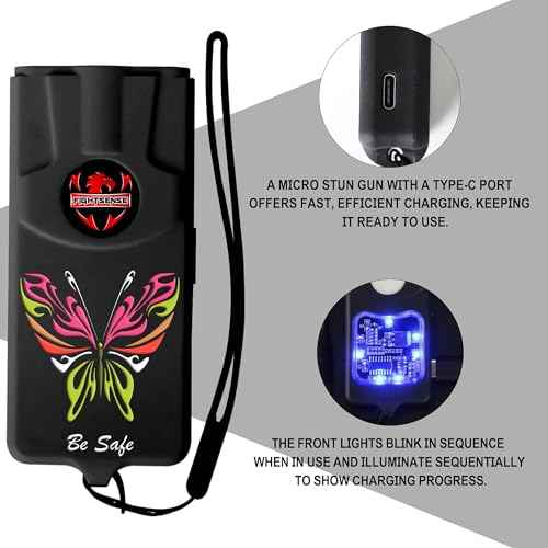 FIGHTSENSE Flashlight Stun Gun for Self Defense ? Rechargeable Stun Gun for Women ? Compact & Powerful Self Defense Flashlight