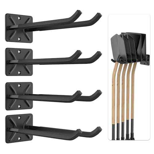 Ultrawall Garage Storage Hooks, Heavy Duty Steel Tool Organizer, 12.4 Inch Wall Mount Hangers Racks for Car Tires, Ladders, Chairs, Ropes and Garden Tools, 4 Pack