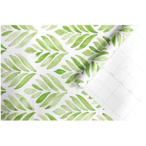 Green White Floral Shelf Paper Peel and Stick Botanical Floral Wallpaper for Walls Vinyl Film Decorative Drawer Liner for Dresser(Green White, 17.3" x 118")