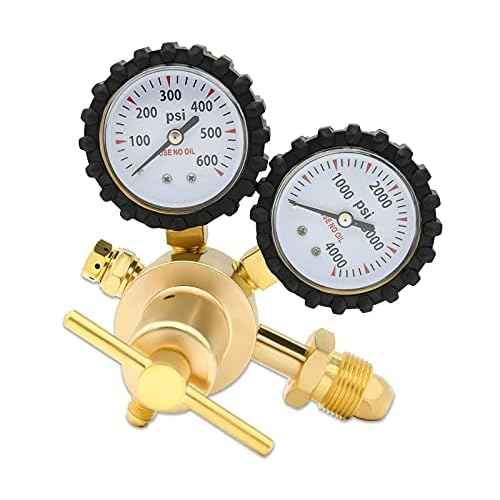 Nitrogen Regulator 0-600PSI CGA580 Inlet, 1/4-Inch Male Flare Outlet Connection,Heavy-Duty Handle,Self-reseating Relief Valve,Nitrogen Tank Regulator