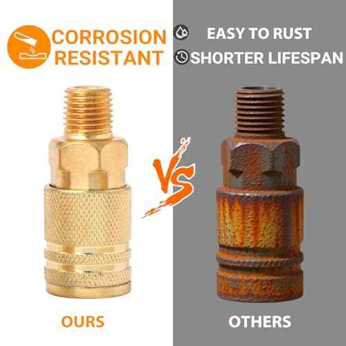 14 Pcs Brass Quick Connect Hose Fittings, Premium Air Hose Fittings, Coppering 1/4" Air Hose Fittings, Lightweight Air Compressor Quick Connect Fittings