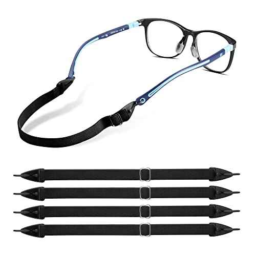 lvvfit Kids Glasses straps-Adjustable Glasse Strap Sports eyeglasses Straps Sunglasses Straps for Kids Toddler Boys Girls, 4pcs Black, Small