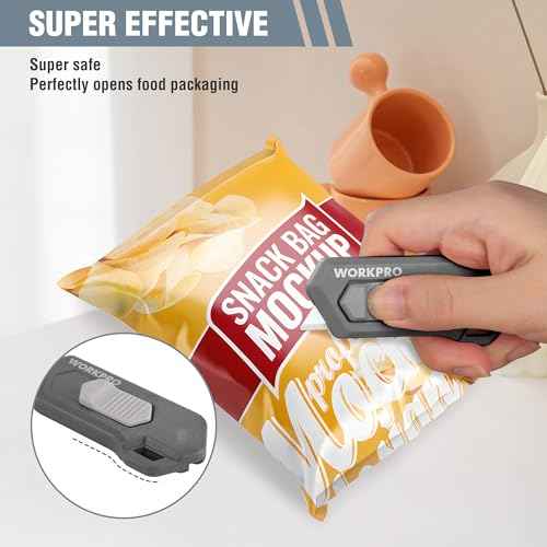 WORKPRO Ceramic Small Safety Box Cutter, Automatic Rebound Mini Letter Opener, Quick Change Retractable Blade Razor Knife, with Extra Blades