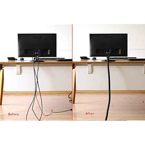 Alex Tech 10ft - 1/2 inch Cord Protector Wire Loom Tubing Cable Sleeve Split Sleeving For USB Cable Power Cord Audio Video Cable ? Protect Cat From Chewing - Black