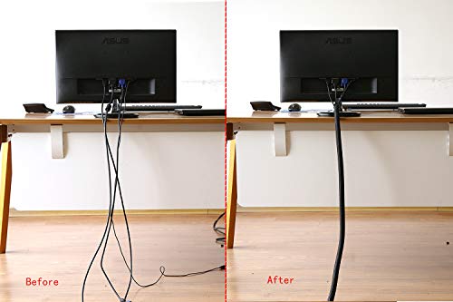 10ft Black Split Cable Sleeve Wire Loom Tubing 1/2 Inch Cord Protector for USB Power Audio Video