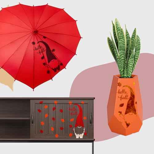 Hello Fall Gnome Stencil ? 14x8 Inch Reusable Autumn Template with Leaves for Painting on Wood, Porch Signs, Walls, Fabric & Seasonal Crafts