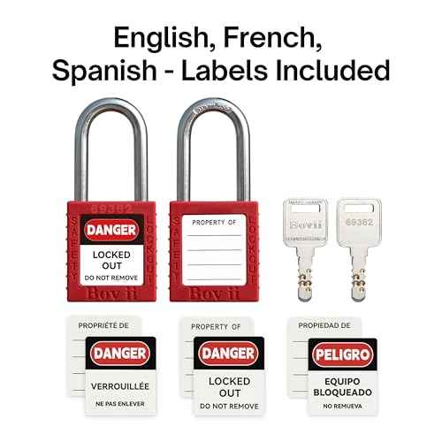 Outdoor Faucet Lock with Safety Padlock, 1set, ABS Plastic Red Secure Lock Device for Hose Bib/Hose Spigot/Propane Tank, Gate Valve Lockout for 1 to 2-3/4 in Dia Valve Handles, 3011£«1001