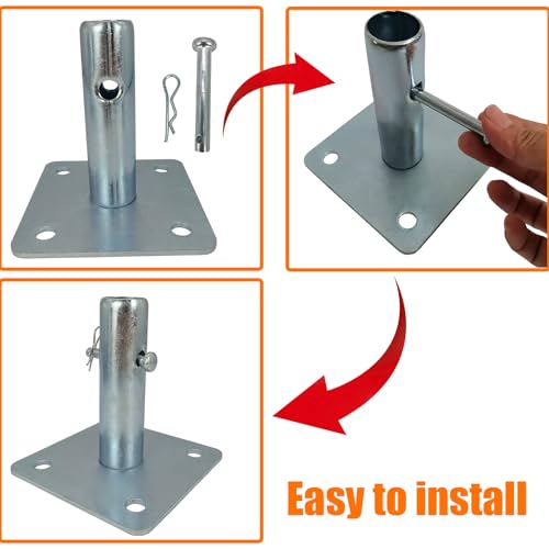 Galvanized Scaffold Base Plates with Pins for Baker Style Support, 4 Pack