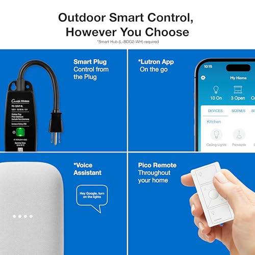 Lutron Caseta Smart Outdoor Plug 1 Pack Weatherproof Wireless Control