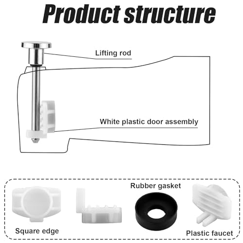 Gosknor Chrome Silver 2pcs Tub Spout Diverter Repair Kit with Valve Stems & Seals - Easy Fix for Leaking Bathtub Spouts