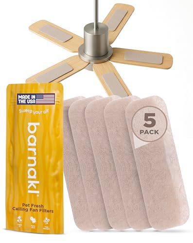 Barnakl Pet Odor & Dander Ceiling Fan Filters 5 Pack - Natural Zeolite Air Purifiers for Pet-Friendly Homes