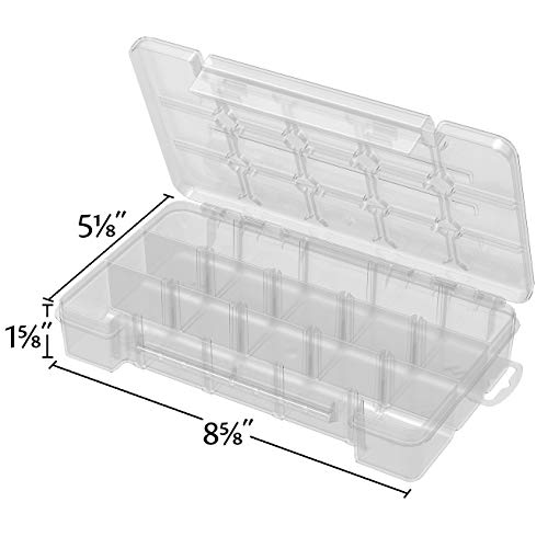 Akro-Mils 05705 Plastic Portable Parts Storage Case – Small, 8-3/8 x 5-1/8 x 1-5/8 in, 4 Adjustable Dividers, Hinged Lid, 1-Pack
