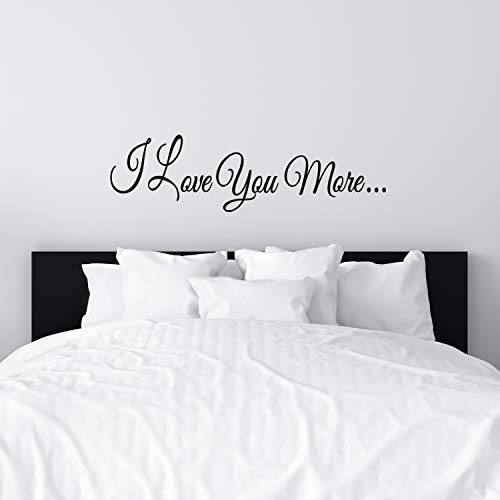 VODOE Wall Decals for Bedroom, Wall Decals Quotes, Love Women Family Inspirational Couples Marriage Life Bathroom Living Room Kitchen Sayings Signs Art Home Decor Vinyl Stickers I Love You More 25"X7"