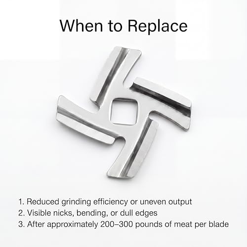 SBDSBD 4-Pack Size 5 Meat Grinder Blades for KitchenAid & Size 5 Grinders – 8mm Square Hole, 420 Stainless
