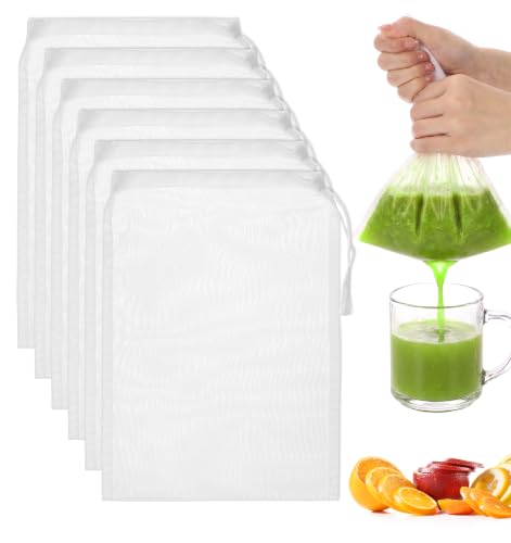 ValueBargain 6-Pack Nylon Strainer Bags for Juicing – 12x8 inch Mesh Cheese Cloth Bags