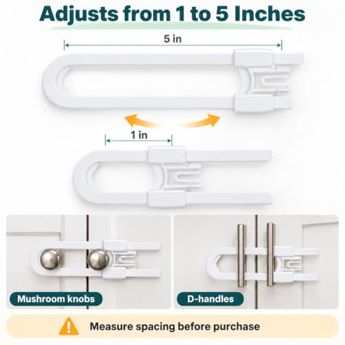 Vmaisi 8-Pack Adjustable Baby Sliding Cabinet Locks - Child Safety Locks for Double Doors