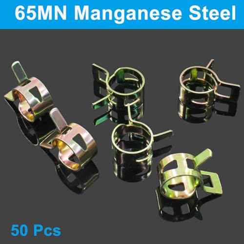 50Pcs Spring Band Clips 1/2" 12mm Air Hose Tube Water Pipe Fuel Hose Line Vacuum Hose Clamp, Fit 12.5-13mm OD (Metallic)