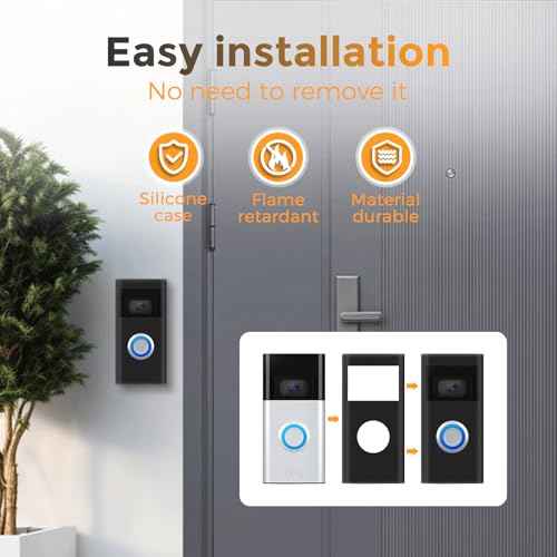 Silicone Skin Case Cover Compatible with Ring Video Doorbell (2nd Gen & Battery Doorbell Plus), Ring Doorbell Cover Durable, Weather, UV, Rain Resistant