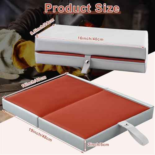 Leinuosen Welding Arm Knee Pad Mat Fire Welding Blanket Fireproof Foldable 16 x 19 Inch Heat Resistant Fabric High Temp Insulation Pad Flame Retardant Soldering Plumbing Protective