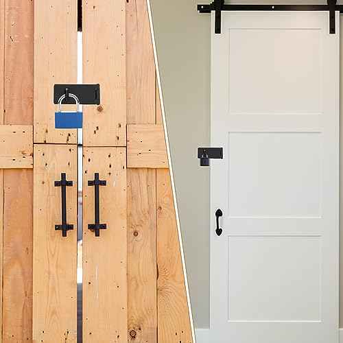 3Inch Lock Hasp Latch, 4 Pack Black Hasp Latch Padlock Hasp Door Slide Latch Safety Packlock Clasp Gate Locks for Wooden Fence, Pet Cage, Cabinet, Window, Garden, Yard