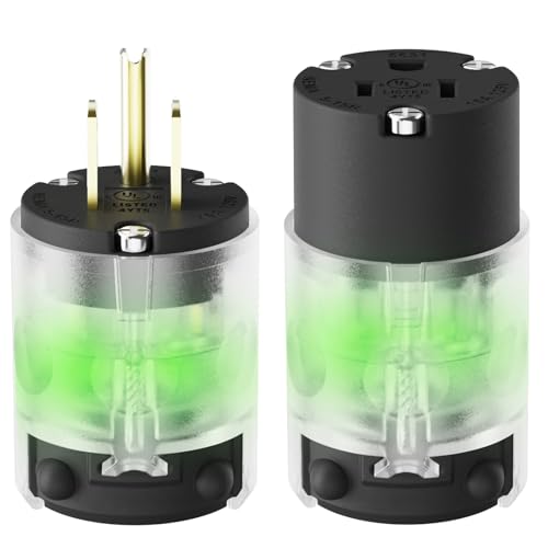 ELEGRP 15A Black Lighted Electrical Plug & Connector Set, 1 Pack