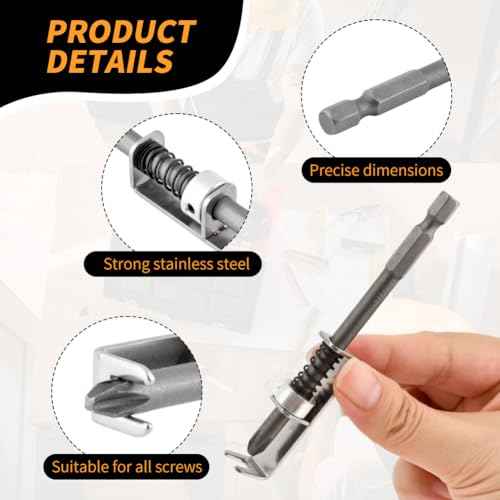2Pcs Spring-loaded Screw Holder Bit,Scalable Screw Drive Guide Drill Bit Tip Holder,Anti-drop Screwdriver Bit,Single-Hand Operation Bit Holder for Electricians, DIY Home Repair