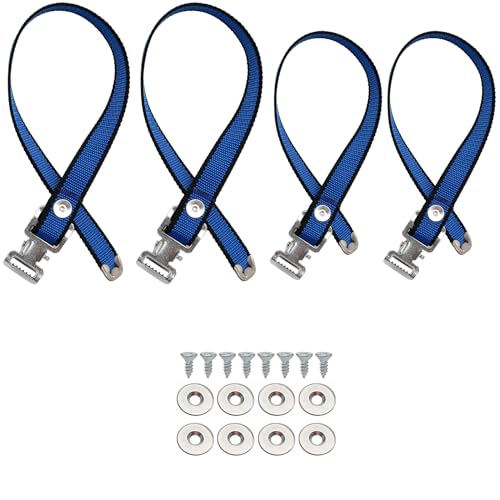 4PCS Drywall Stilts Straps, Adjustable Drywall Foot Band Straps Kit,Replacement Part for Stilts, 4 Shoe Straps + 8 Screws + 8 Spacers, Blue