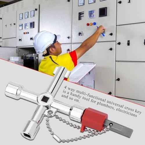 2 Pcs 4 Way Cross Key, Multifunction Universal Opening Cross Key for Gas Meter,Plumbers, Faucet, Electricians, Train Door, Electrical Cupboard Box Elevator water Meter Valve Opening