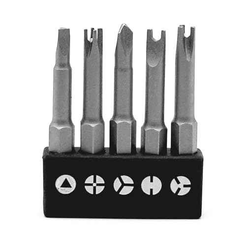 Special Shaped Screwdriver Insert Bits Set in 5 Different Shapes U-Shape, Y-Type, Triangle, Inner Cross, 3-Points