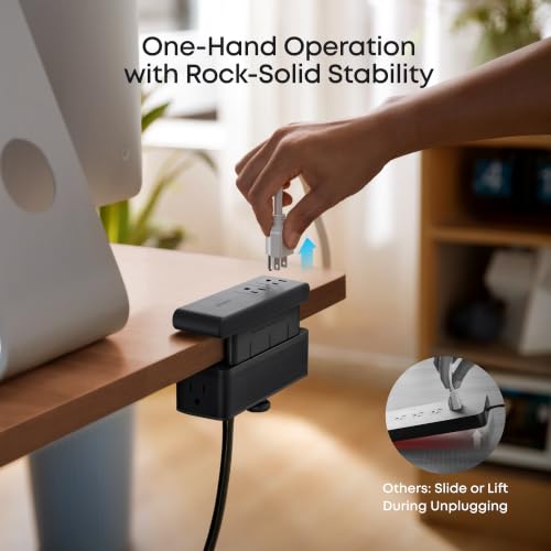 Anker Nano Power Strip Black with Clamp, 70W USB-C Fast Charging & Surge Protection