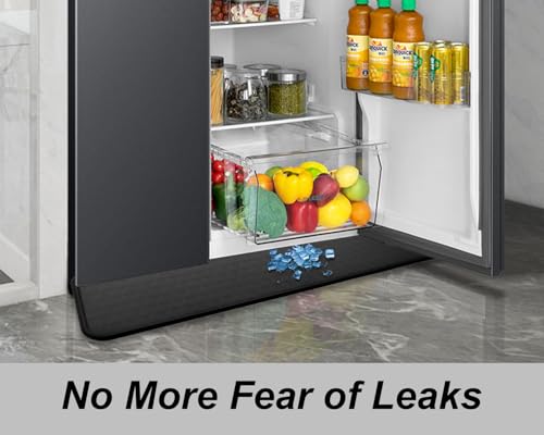 GMATCHUP 37.5" x 8.5" Refrigerator Mat, Drip Tray & Leak Protector, Black
