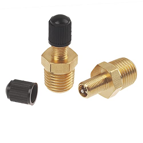 A.I.FORCE 4Pcs 1/4" NPT Tank Valve, Air Compressor Fill Valve With Anti-Corrosion Brass Schrader and Caps, Extra Replacement Stems Cores and Tool