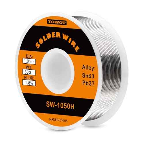 TOWOT 63-37 High Purity Tin Lead Rosin Core Solder Wire for Electrical Soldering, Content 1.8% Solder flux (1.0mm, 50g)