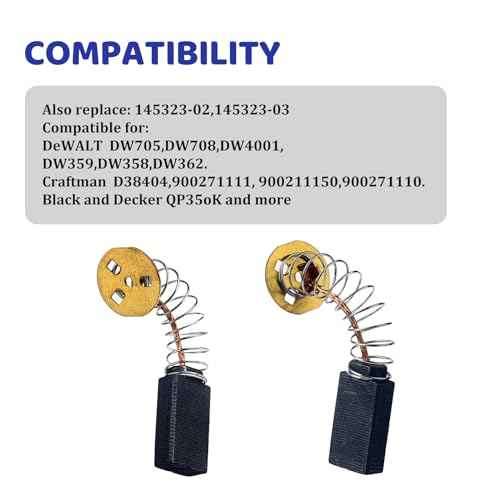 4 Pack 145323-06 145323-02 & 145323-03 Carbon Motor Brushes Replacement Fits for Dewalt Black & Decker DW705 DW708 DW359 DW361 DW362 DW715 DW744 DW744SB DW715