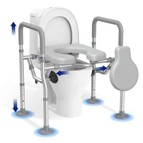T1 Toilet Seat Riser for Seniors, Raised Toilet Seat with Handles with Adjustable Height Width, 400lb Elevated Commode Chair with Side Clamps, Handicap Toilet Seat for Elderly