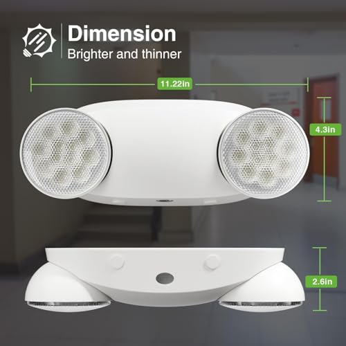 FREELICHT 4 Pack Emergency Lights with 90-Minute Battery, Round Heads, Commercial UL Certified