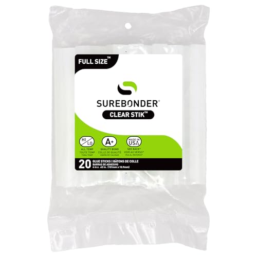 Surebonder All Temperature Hot Glue Sticks 20 Pack - Clear, Strong Bond for Crafts & Repairs