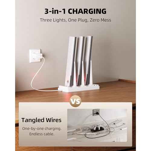 EZVALO 6-Pack Under Cabinet Lighting with Charging Station, 2000mAh Rechargeable Wireless Motion Sensor Lights, 3 Color Temps, Dimmable, Timer, Magnetic, with Remote Control for Kitchen, Closet, Stair