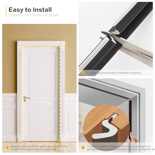 Ravinte Weather Stripping Door Seal 26 FT Black Q-Shaped Foam Kerf Strip