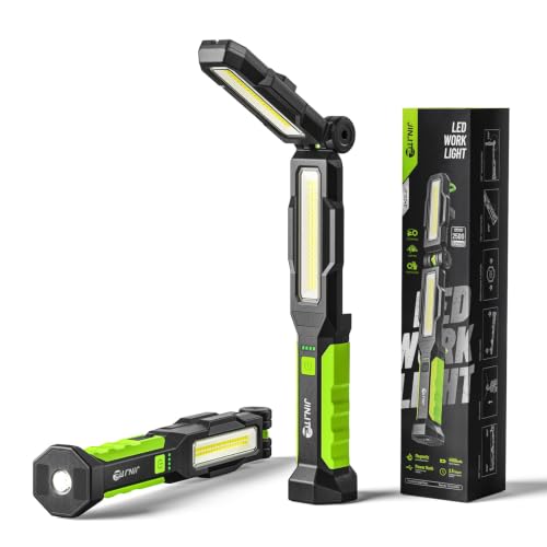 JINLITE Rechargeable Magnetic Work Light - Green, 2500LM LED Handheld Tool Lamp for Mechanics