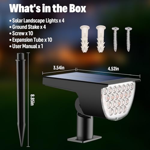 GKGG Solar Pathway Lights Outdoor Waterproof 76 LED 3 Modes 4 Pack Warm White