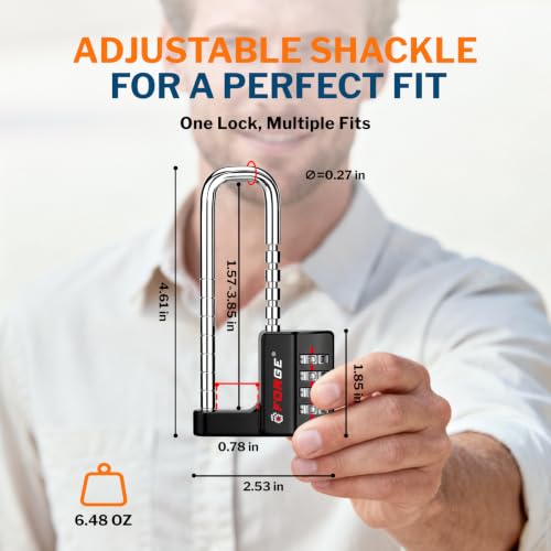 Forge Black Combination Lock with Adjustable Shackle 1.57-3.85" - Keyless Security