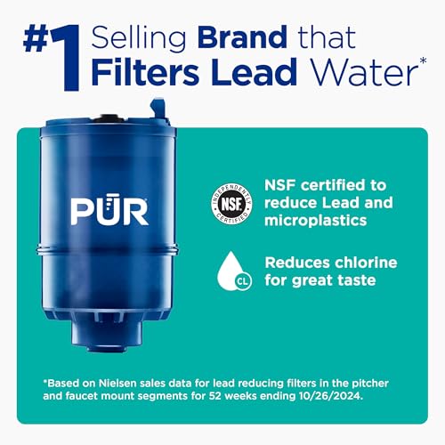 PUR Plus Faucet Mount Water Filter System - Lead-Reducing Filter, 1 Filter/Pack, Grey